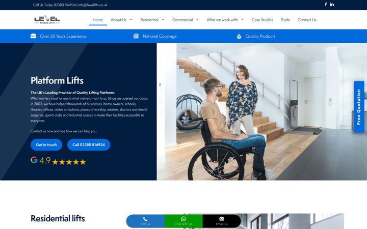 Screenshot of levellifts.co.uk