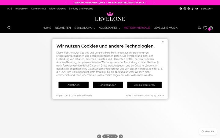Screenshot of levelonefashion.de