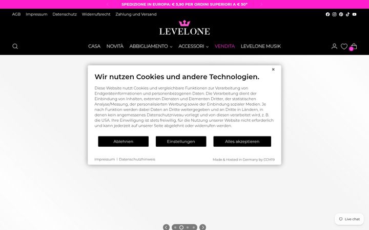 Screenshot of levelonefashion.it