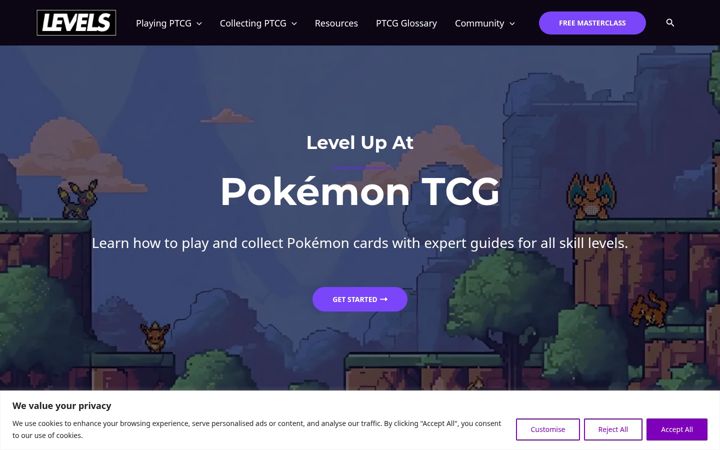 Screenshot of levelsptcg.com