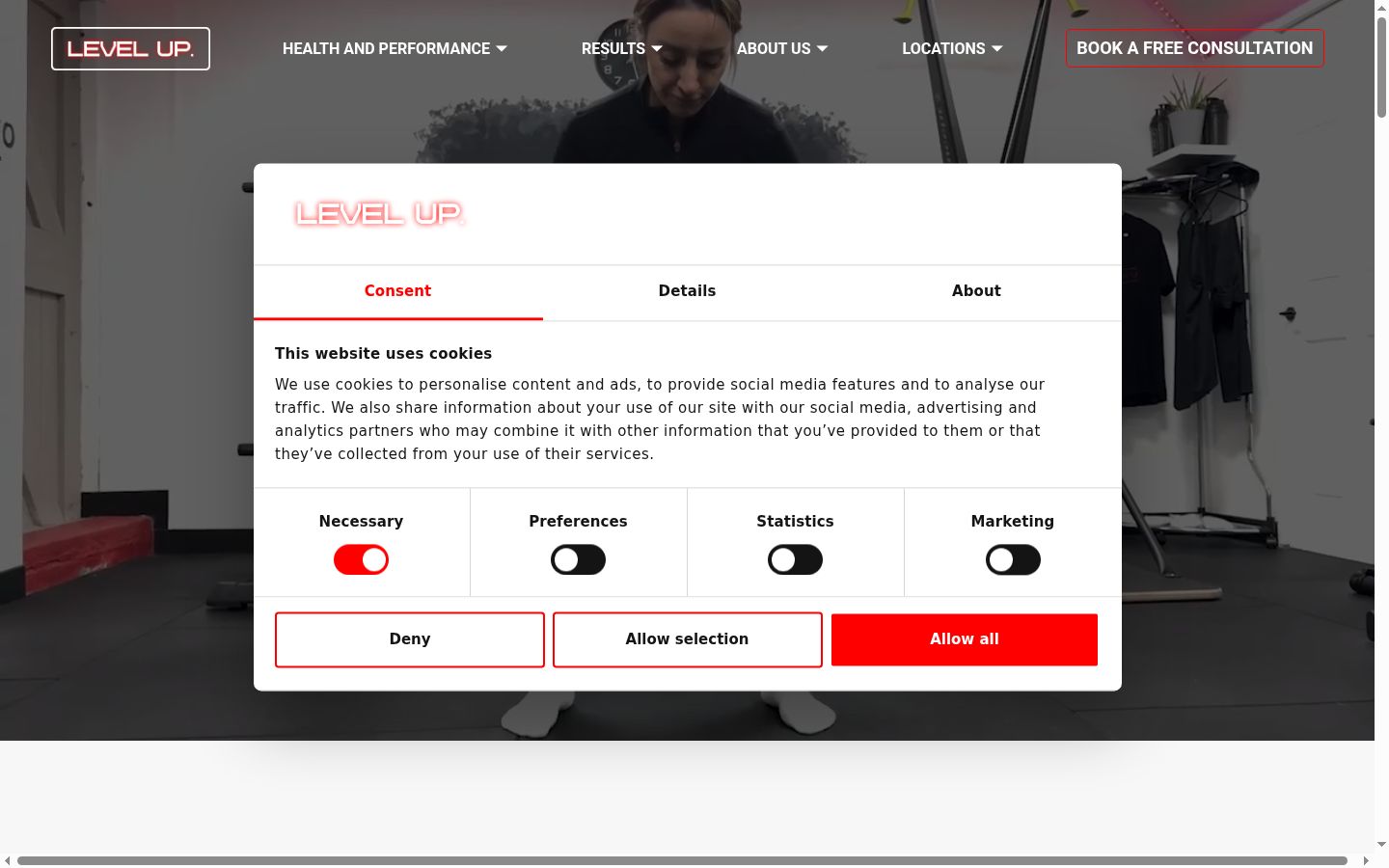 Capture d'écran de la bannière de consentement affichée avant toute interaction