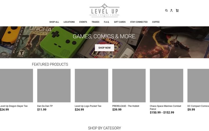 Screenshot of levelupshoponline.com