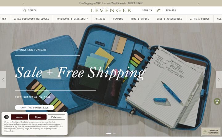 Screenshot of levenger.com