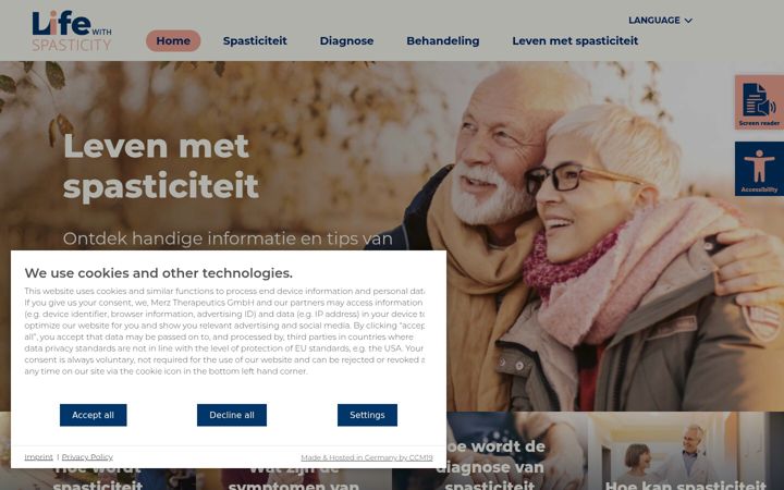 Screenshot of levenmetspasticiteit.nl