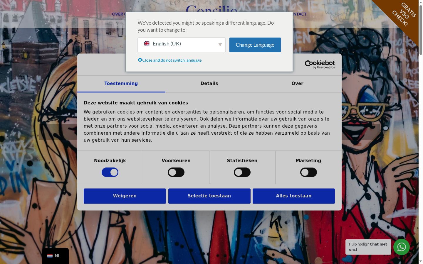 Snímka obrazovky banera súhlasu zobrazeného pred akoukoľvek interakciou