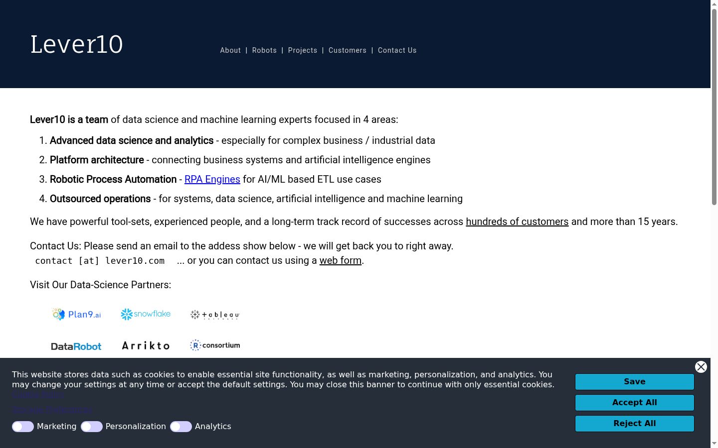 Screenshot del banner di consenso mostrato prima di qualsiasi interazione