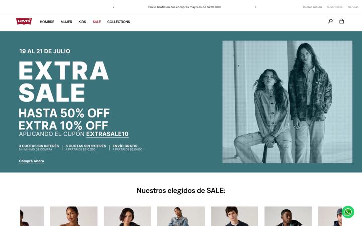 Screenshot of levi.com.ar