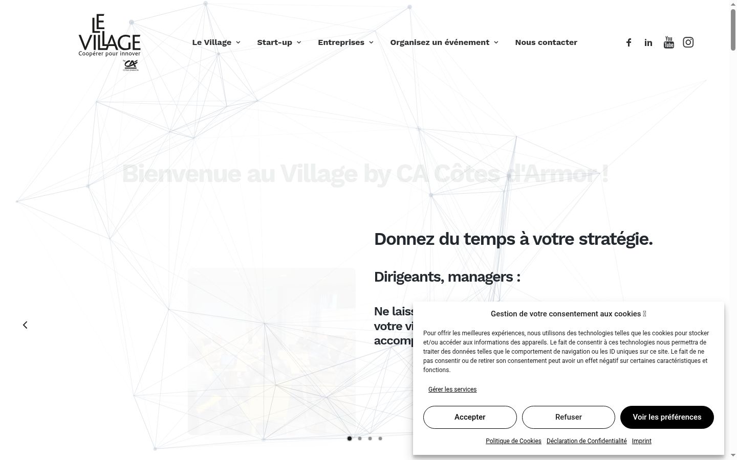 Screenshot of the consent banner shown before any interaction