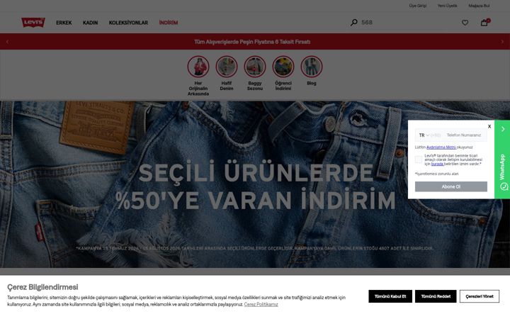 Screenshot of levis.com.tr