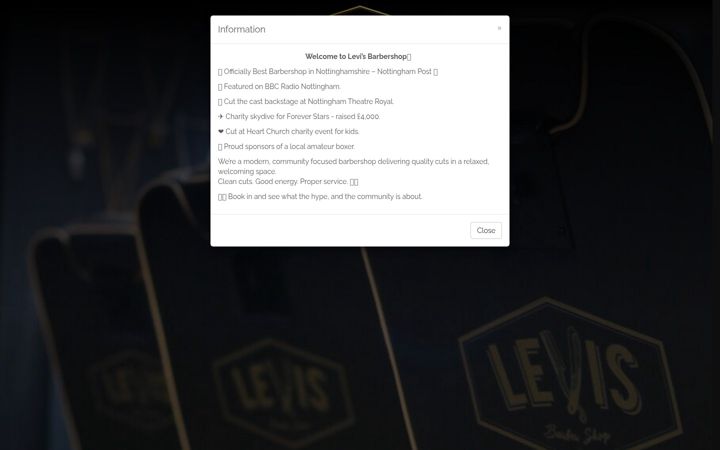 Screenshot of levisbarbershop.com