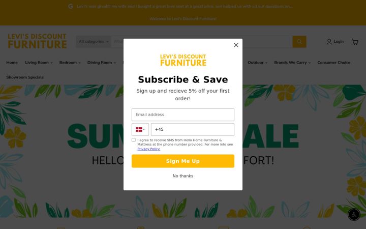 Screenshot of levisdiscountfurniture.com