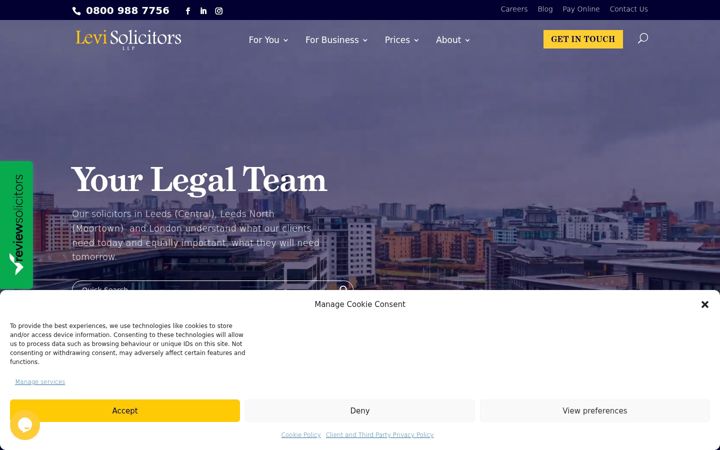 Screenshot of levisolicitors.co.uk