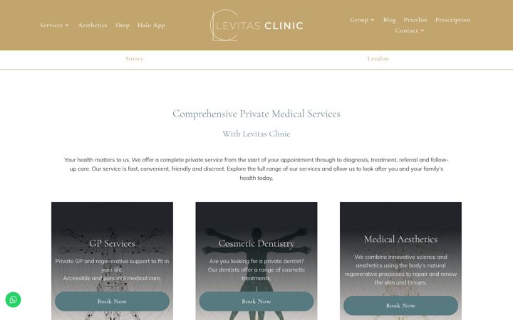 Screenshot of levitasclinic.com