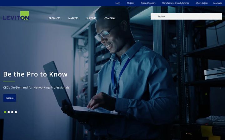 Screenshot von leviton.com