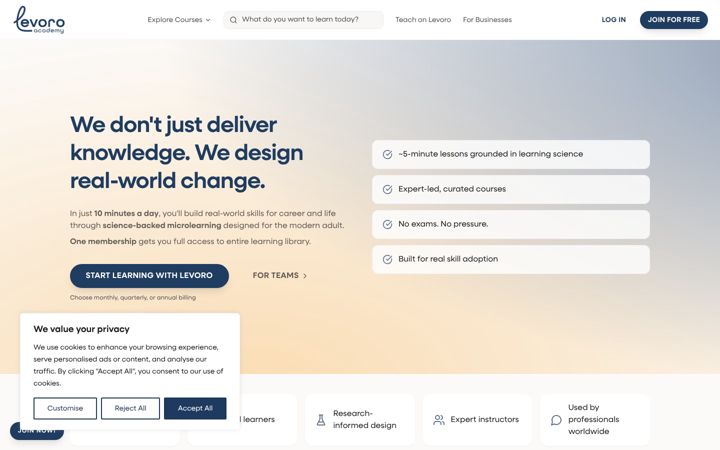 Screenshot of levoroacademy.com