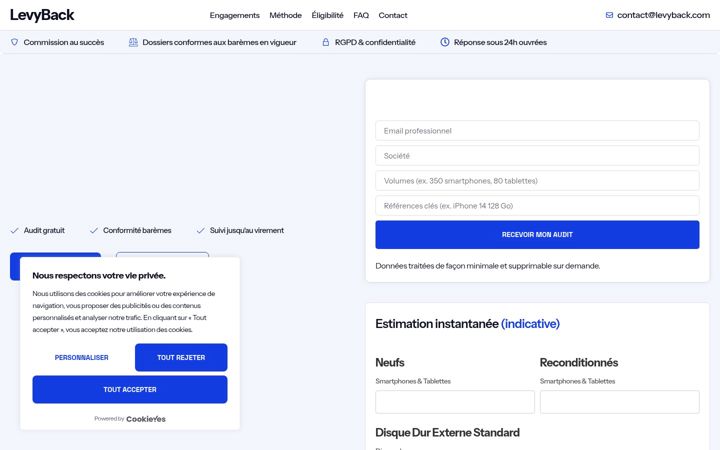 Screenshot of levyback.fr