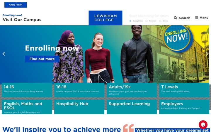 Screenshot of lewisham.ac.uk