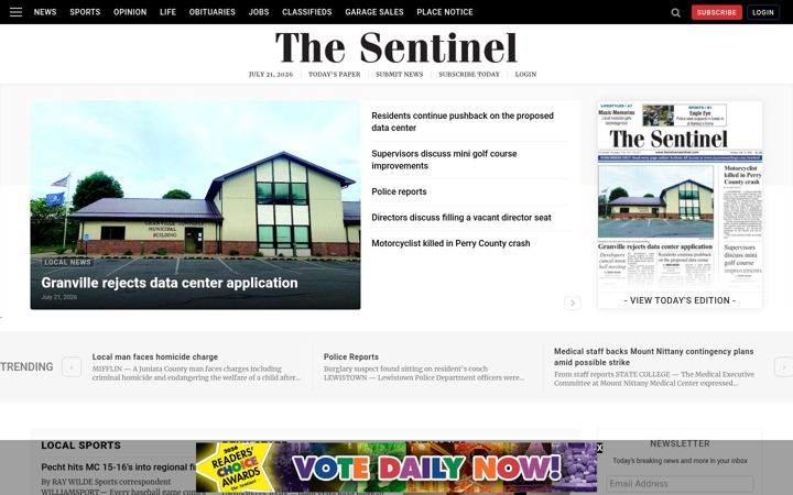 Screenshot of lewistownsentinel.com