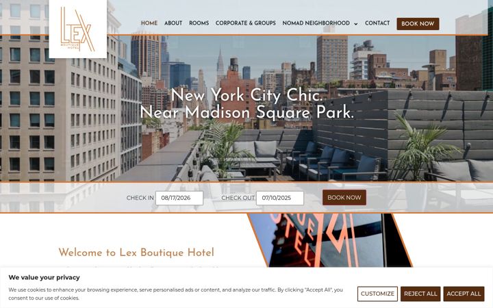 Screenshot of lexhotelnyc.com