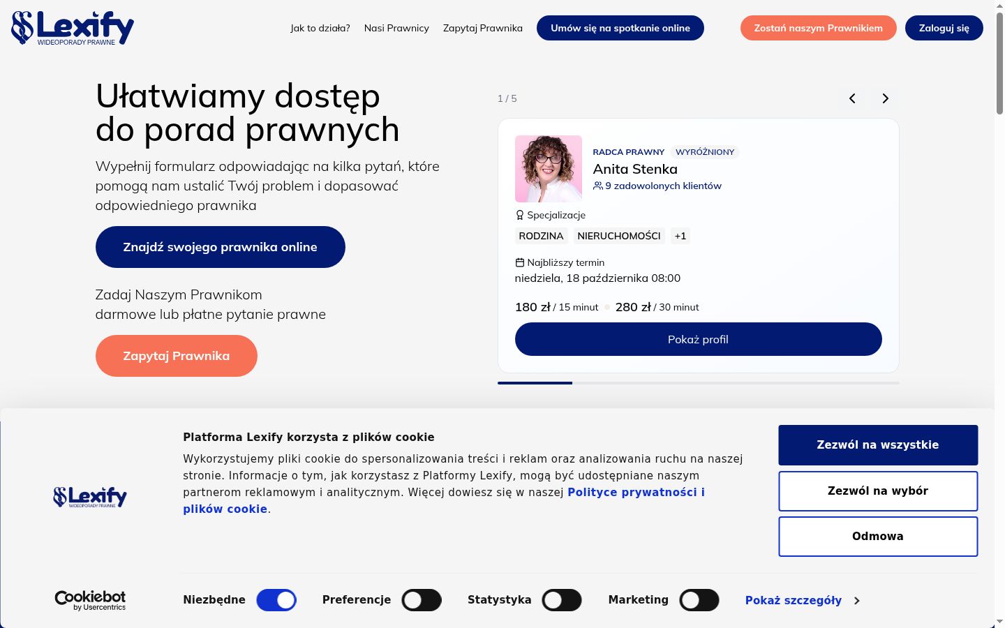 Posnetek zaslona pasice za privolitev, prikazane pred kakršno koli interakcijo