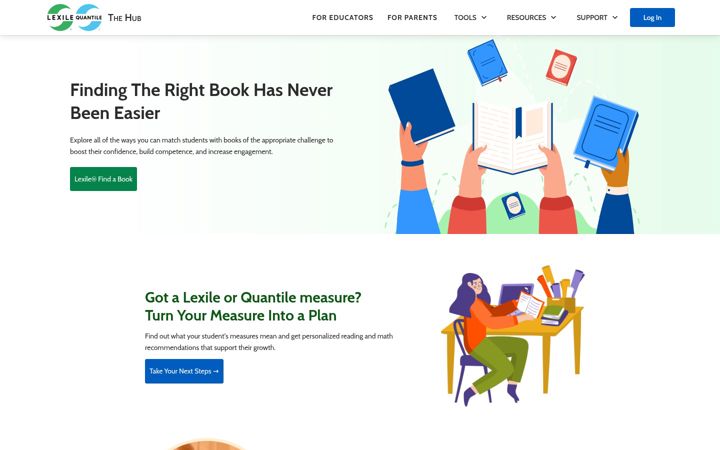 Screenshot of lexile.com