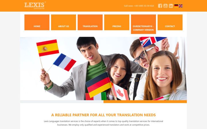 Screenshot of lexis-languages.de