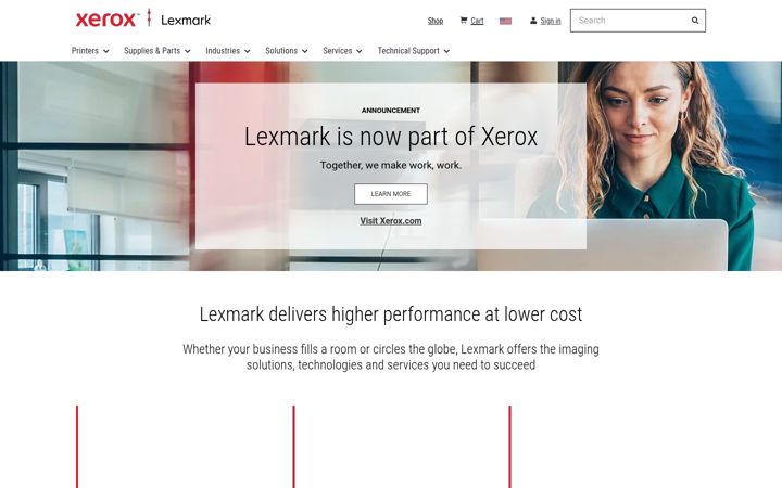 Screenshot di lexmark.com