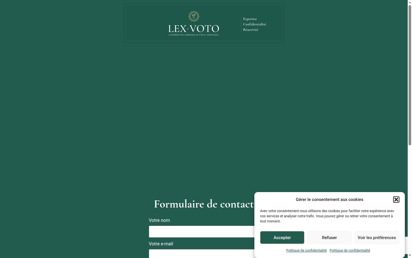 Screenshot van de toestemmingsbanner zoals getoond vóór enige interactie