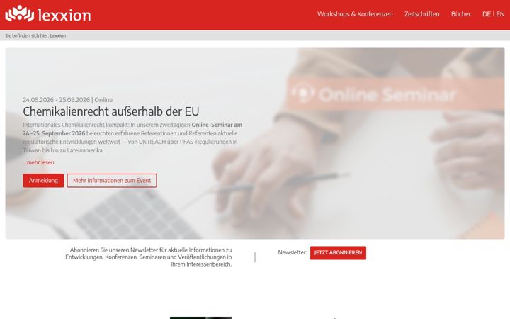 Screenshot of lexxion.eu