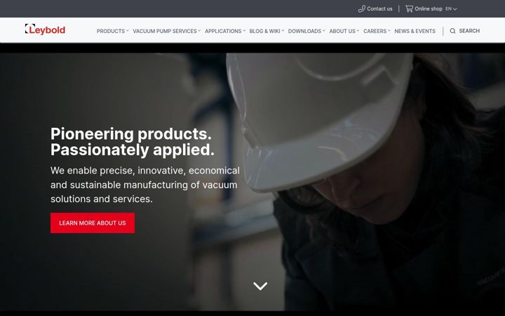 Screenshot of leybold.com