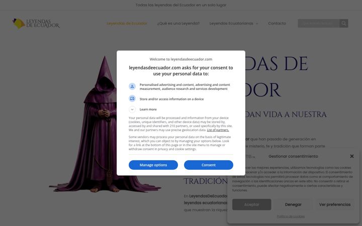 Screenshot of leyendasdeecuador.com