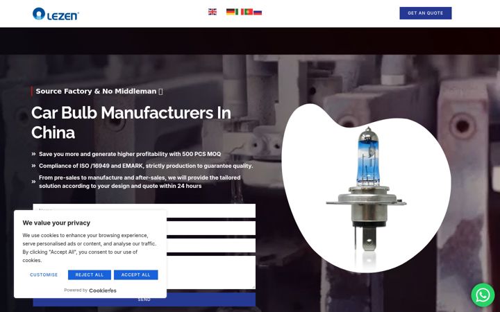 Screenshot of lezenlight.com