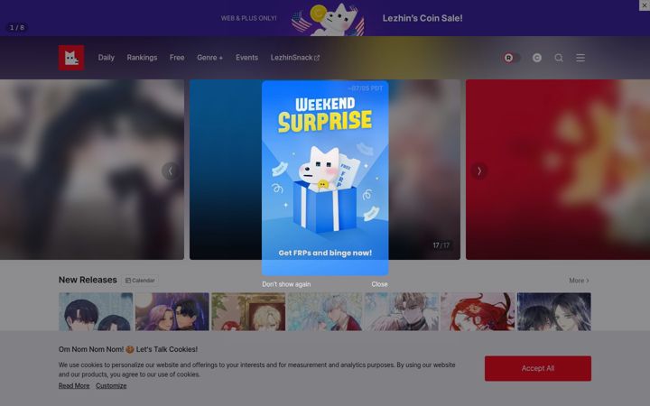 Skärmbild av lezhinus.com
