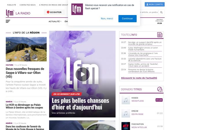 Captură de ecran a lfm.ch