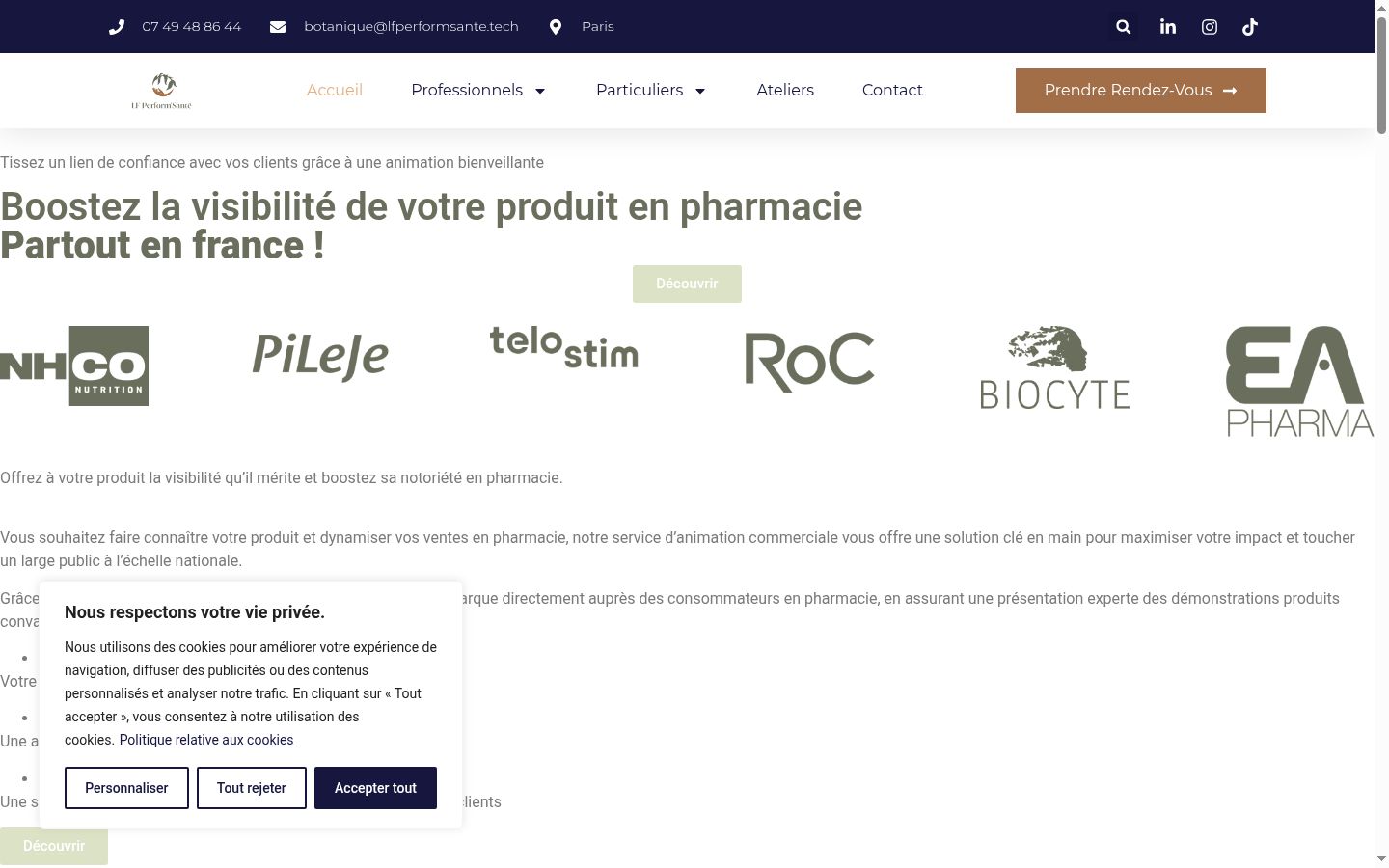 Capture d'écran de la bannière de consentement affichée avant toute interaction