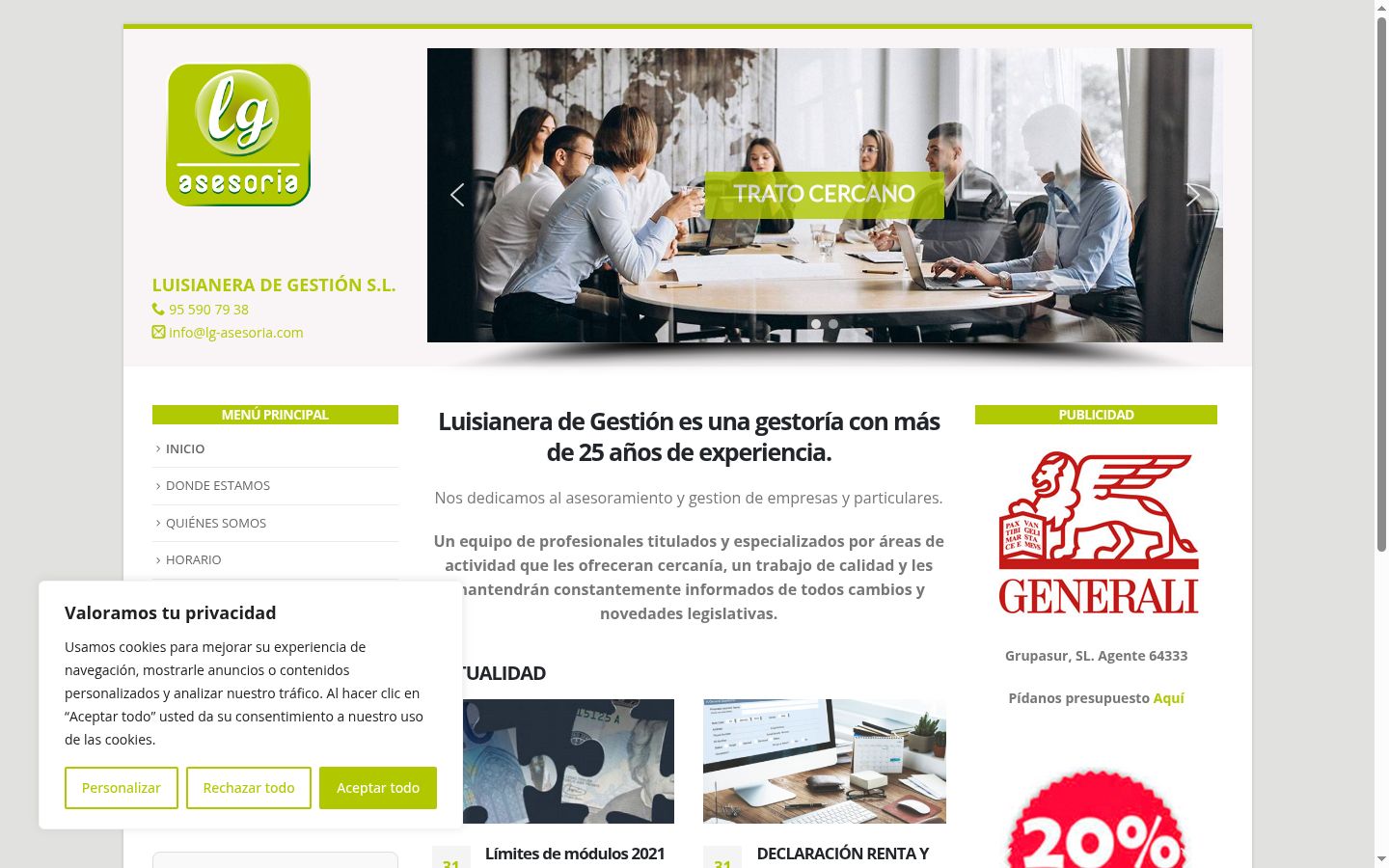 Screenshot del banner di consenso mostrato prima di qualsiasi interazione