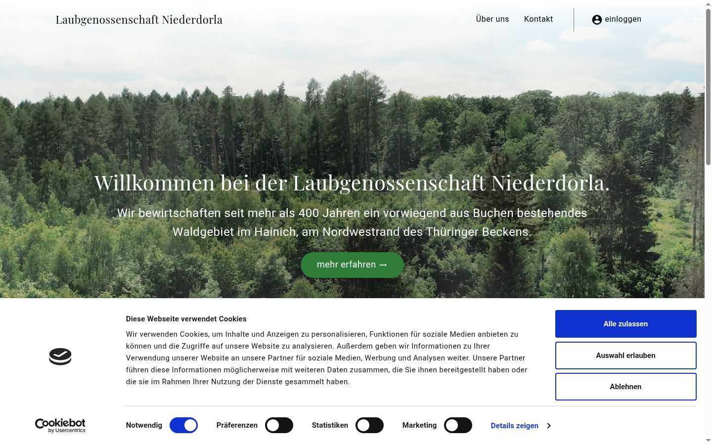 Skärmbild av samtyckesbannern som visades före någon interaktion