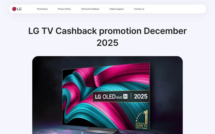 Screenshot of lgcashback.com