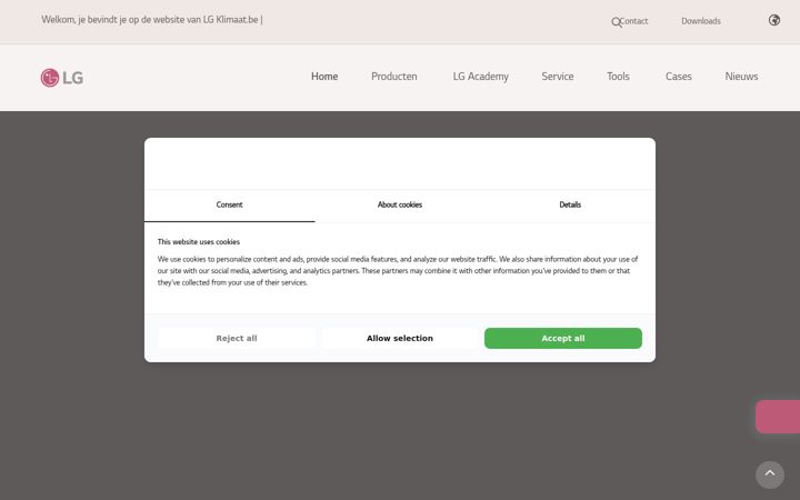 Screenshot of lgklimaat.be