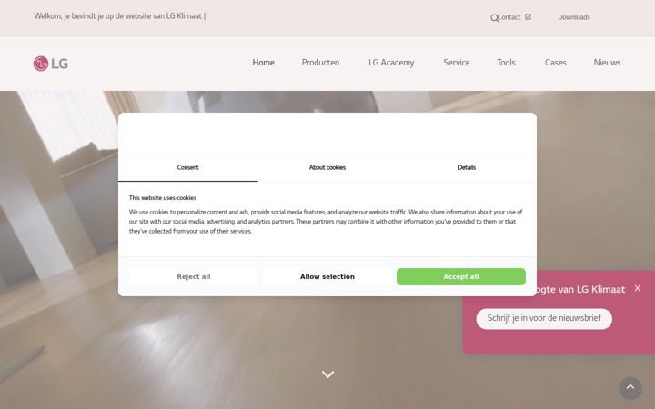 Screenshot of lgklimaat.nl