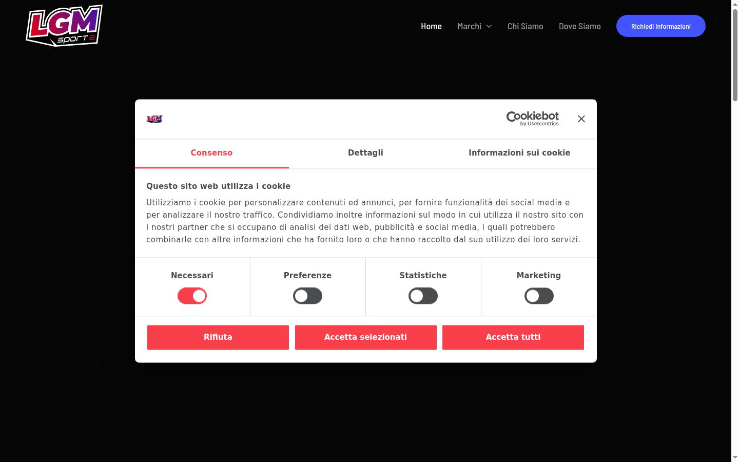 Snimka zaslona bannera za privolu prikazanog prije bilo kakve interakcije