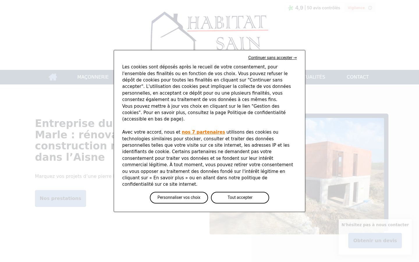 Capture d'écran de la bannière de consentement affichée avant toute interaction