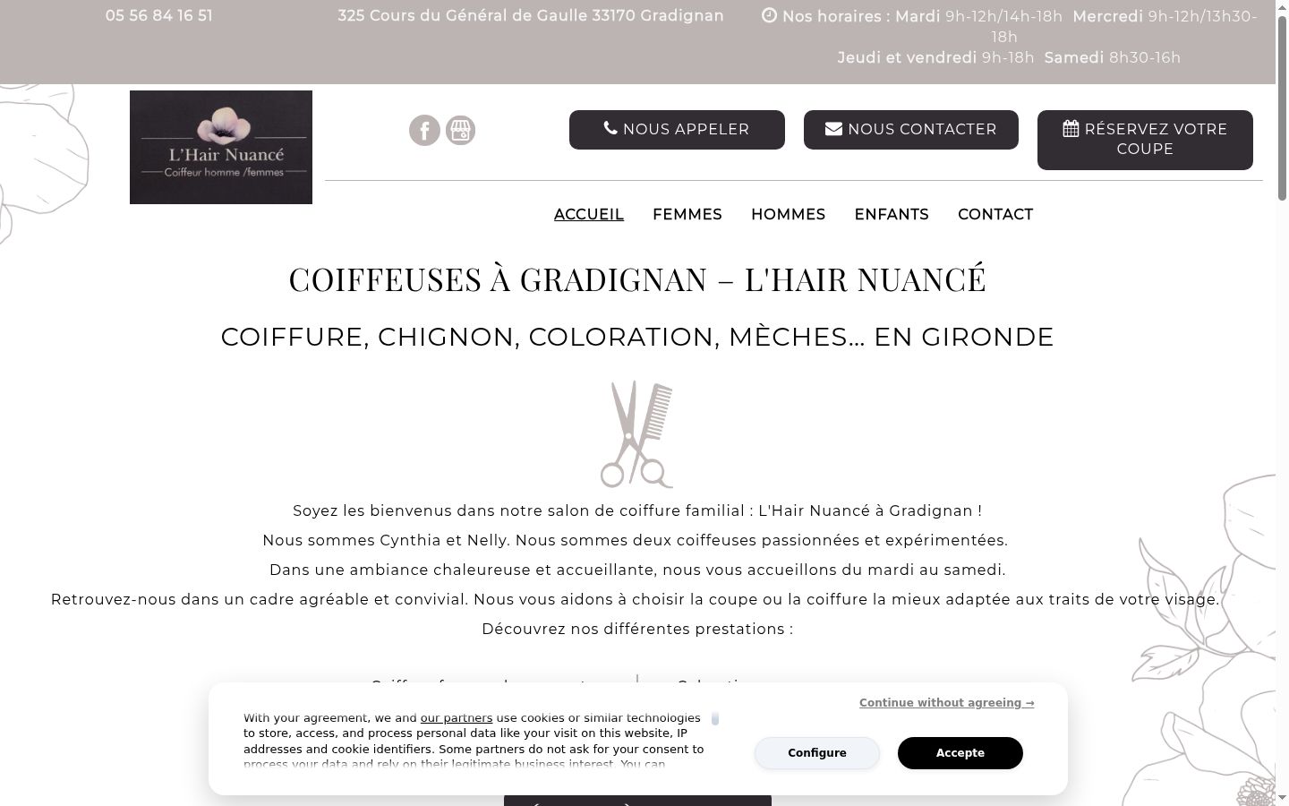 Capture d'écran de la bannière de consentement affichée avant toute interaction