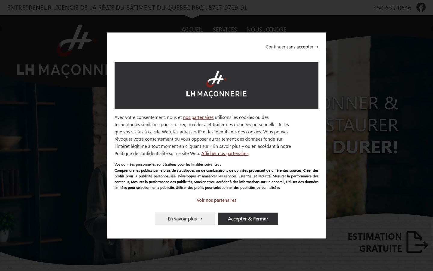 Screenshot van de toestemmingsbanner zoals getoond vóór enige interactie