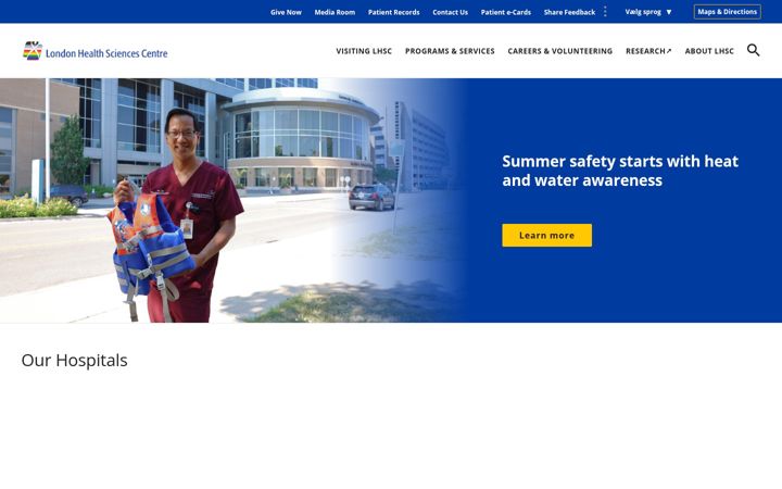 Screenshot of lhsc.on.ca