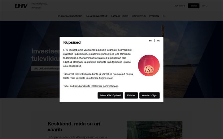 Screenshot of lhv.ee