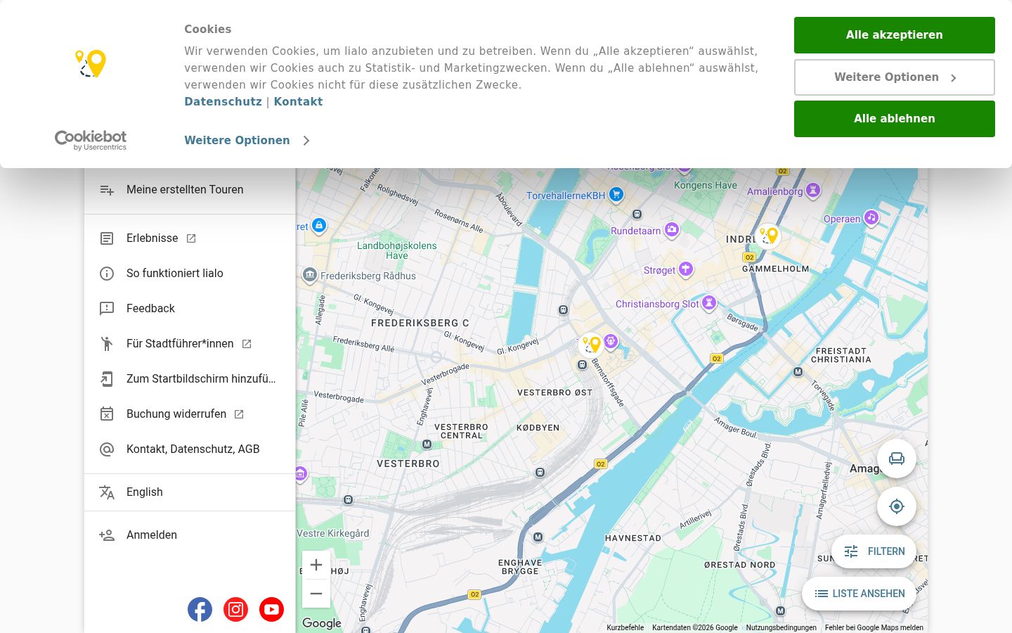 Screenshot del banner di consenso mostrato prima di qualsiasi interazione