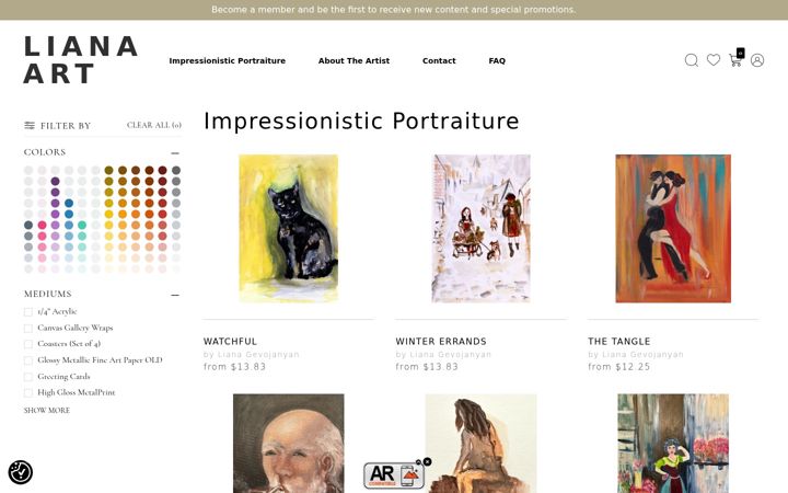 Screenshot of lianaart.com