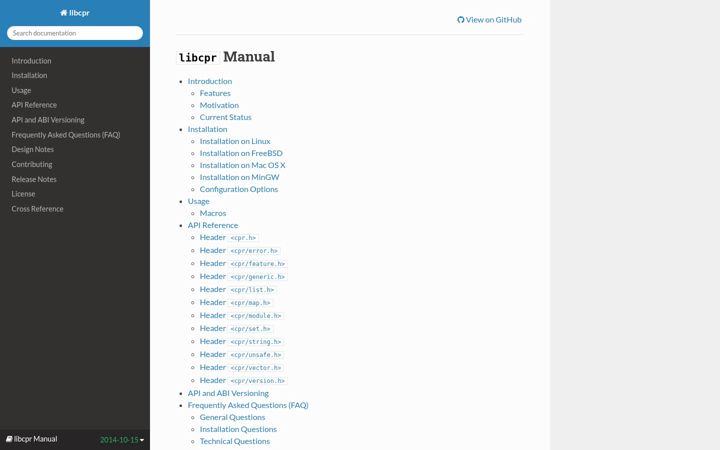Screenshot of libcpr.org