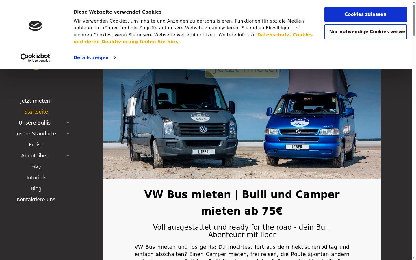 Screenshot del banner di consenso mostrato prima di qualsiasi interazione
